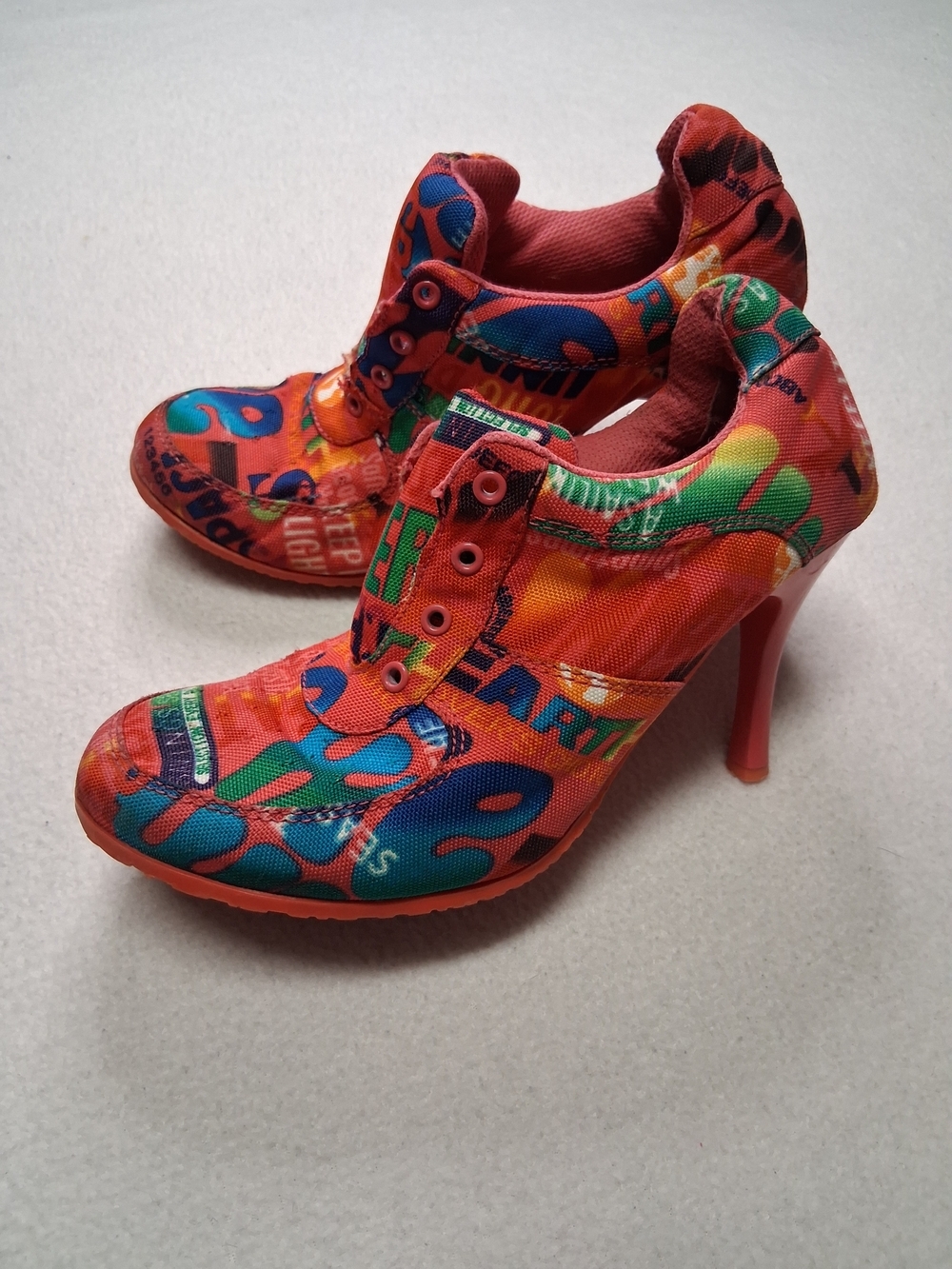 Bold Multicolor Graphic High Heel Sneakers for Women